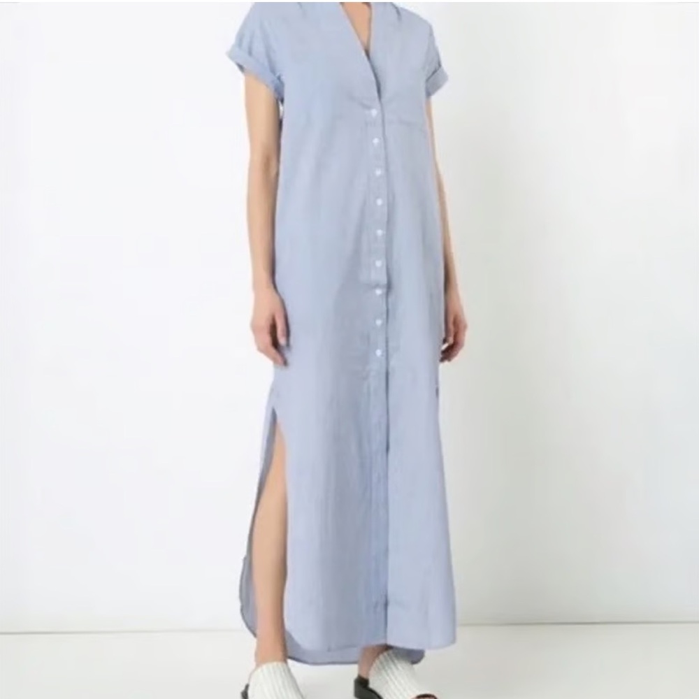 Onia chambray blue Kim woven cotton button dress